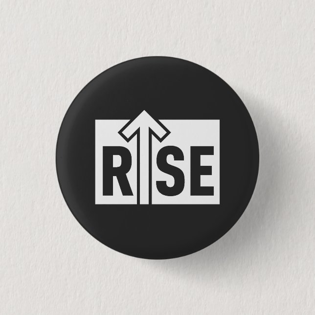 Rise Typografisk Upplyftande Svart Ren Tröja Knapp (Framsida)