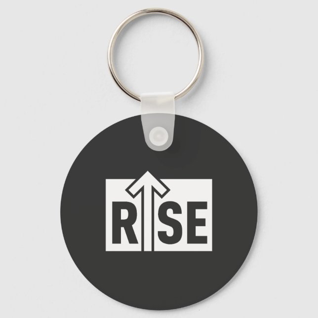 Rise Typographic Uplifting Clean Black Shirt Nyckelring (Framsida)