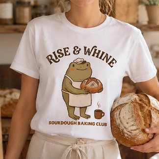 Rise & Whine Sourdough Baker Frog Grafik Rolig T Shirt