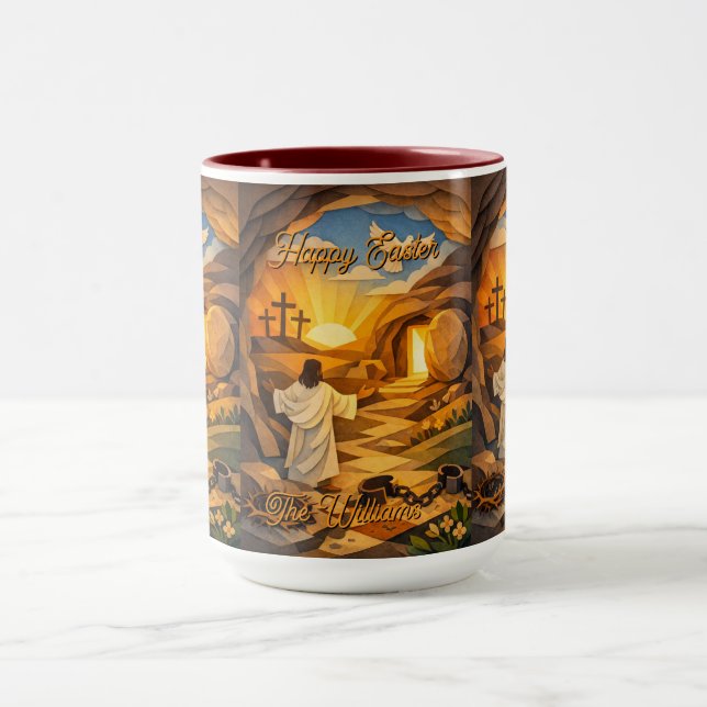 Risen Jesus Empty Tomb 3D Papercut Easter Combo Mugg (Center)