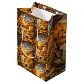 Risen Jesus Empty Tomb 3D Papercut Easter Gift Bag