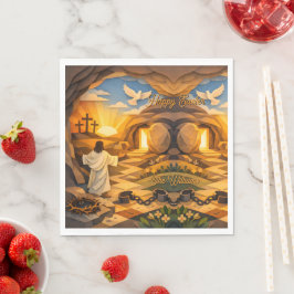 Risen Jesus Empty Tomb 3D Papercut Easter Paper Pappersservett