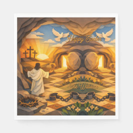 Risen Jesus Empty Tomb 3D Papercut Easter Paper Pappersservett