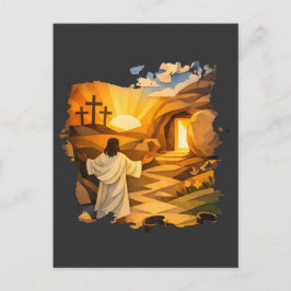 Risen Jesus Empty Tomb 3D Papercut Easter Postcard Vykort