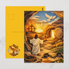 Risen Jesus Empty Tomb 3D Papercut Easter Postcard Vykort