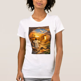 Risen Jesus Empty Tomb 3D Papercut Easter Women's  T Shirt