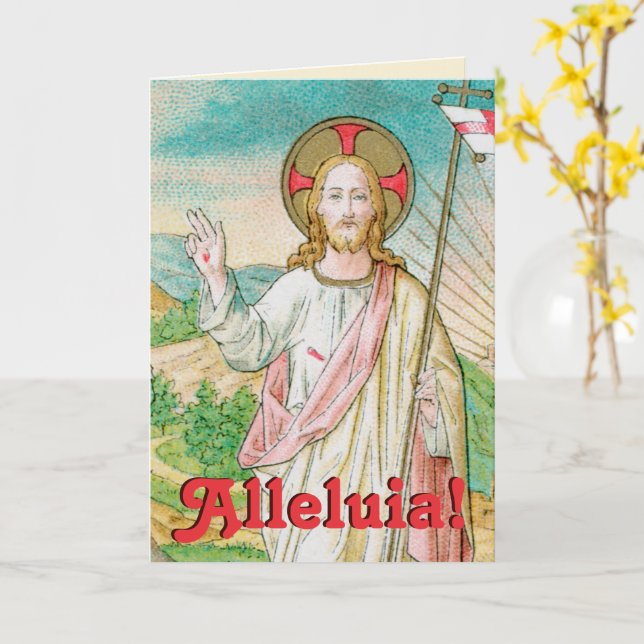Risen Kristus (Detail; VVP 08) Påsk Kort (Gul blomma)