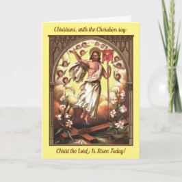 Risen Kristus mitt i en kompass av Cherubim Påsk C Kort