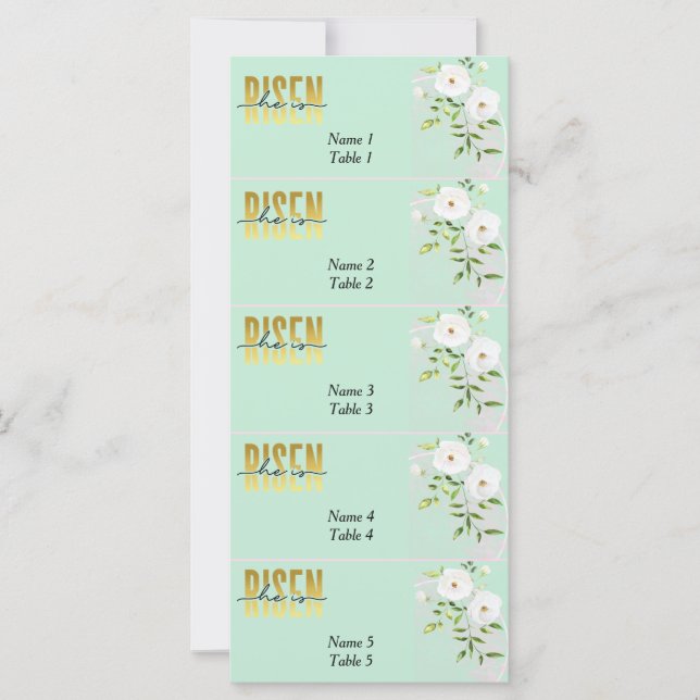 Risen Religiösa Christian Mint Påsk Place Card (Framsida)