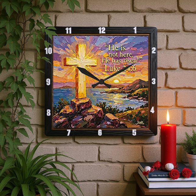 Risen Savior: New Life's Dawn Fyrkantig Klocka (Skapare uppladdad)