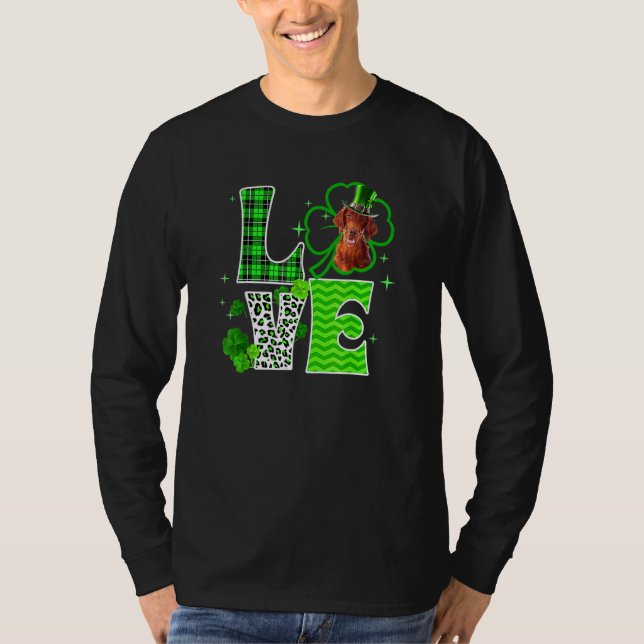 Rish Setter Shamrock Lucky C Irish St patricks day T Shirt (Framsida)