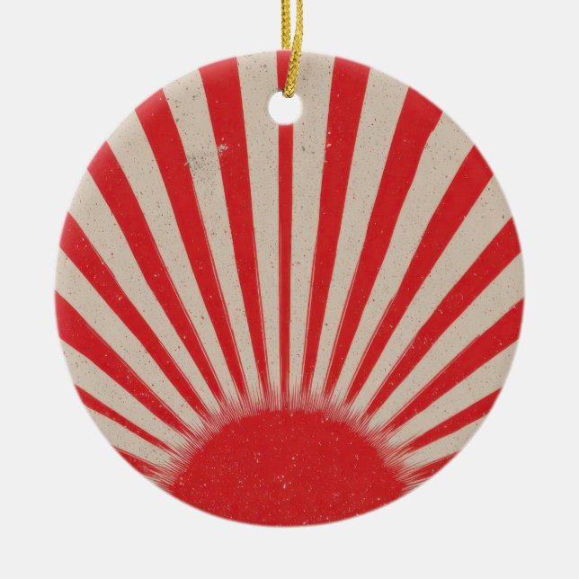 Rising Sun Background – Retro Vintage Rays Julgransprydnad Keramik (Framsidan)