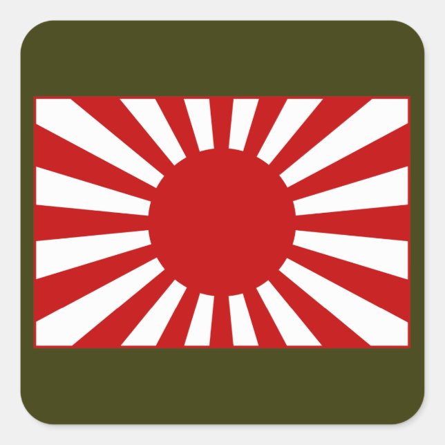 Rising Sun Flag 3 Fyrkantigt Klistermärke (Framsida)