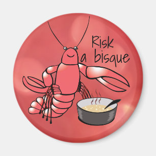 Risk för en Bisque Funny Lobster-kokning Magnet