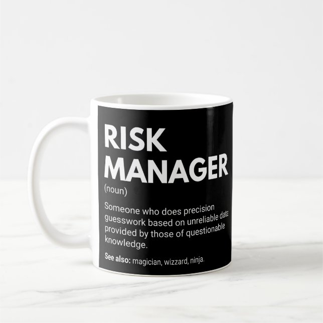 Riskhanterare Roligt Arbetsdefinition Kaffemugg (Vänster)