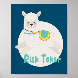 Risktagare Kawaii lustig lycklig-vit lamhoppare Poster