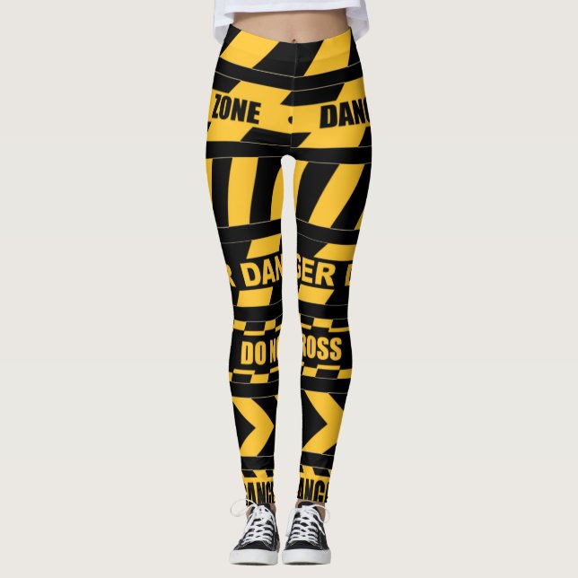Riskzonen varnar tejpar designdamasker leggings (Framsida)