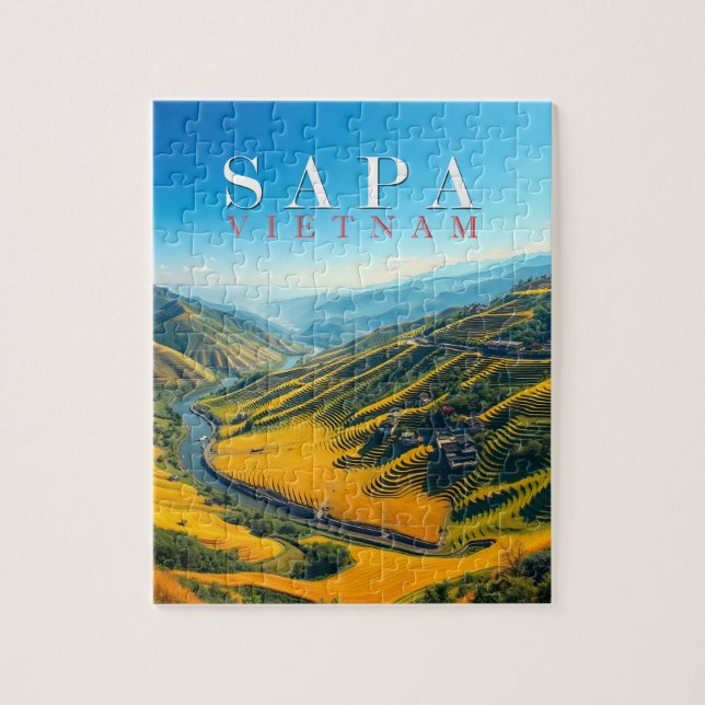 Risodlingar i Sapa, Vietnam  Pussel (Vertikal)