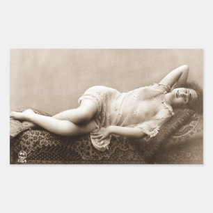 Risqué Flapperflicka 1920-tal Fransk Foto Rektangulärt Klistermärke