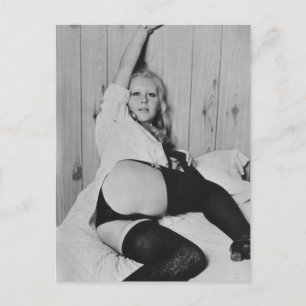 Risque vintage lingerie-modell vykort