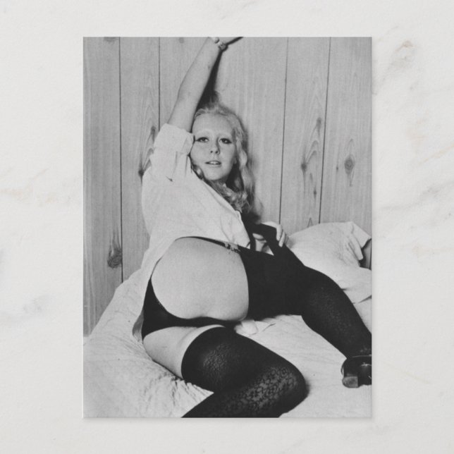 Risque vintage lingerie-modell vykort (Framsida)