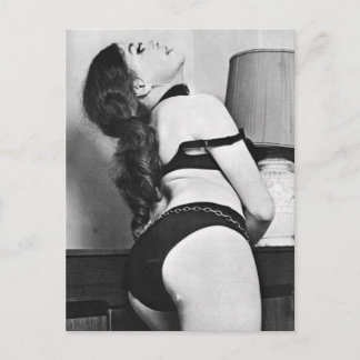 Risque vintage lingerie-modell vykort