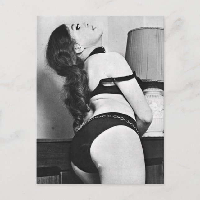 Risque vintage lingerie-modell vykort (Framsida)