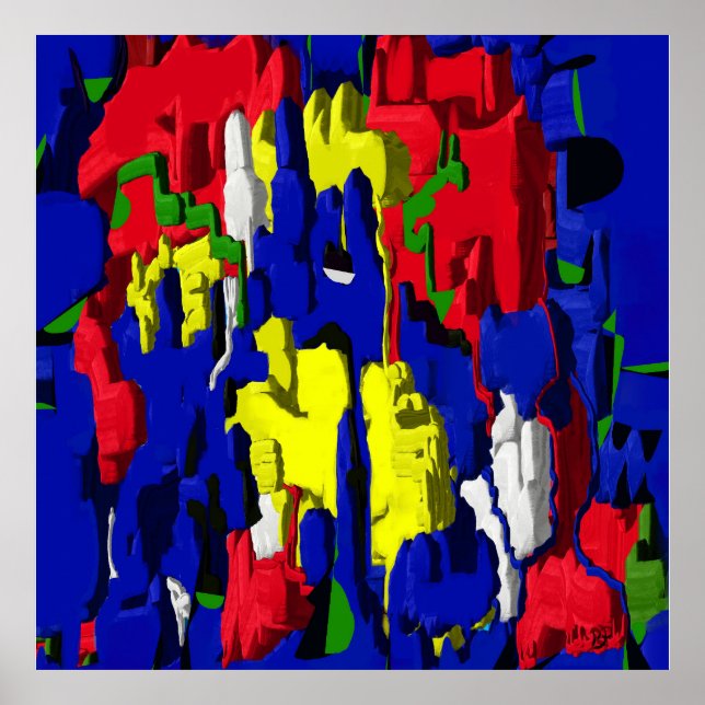 Risse im Blau, abstrakt Poster (Framsidan)