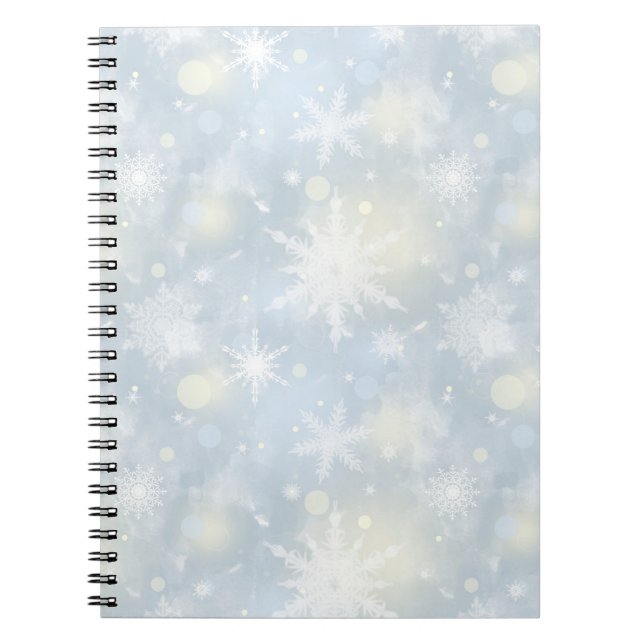 ristmas,design,vit,snöflingor,ljus,grått,blå anteckningsbok (Framsidan)