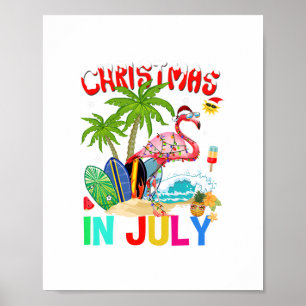 ristmas i July rosa flamingo lustig julafton manar Poster