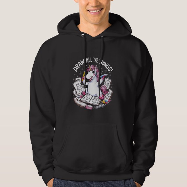 Rita all Sak-finnig Unicorn-sketching Art Hoodie (Framsida)