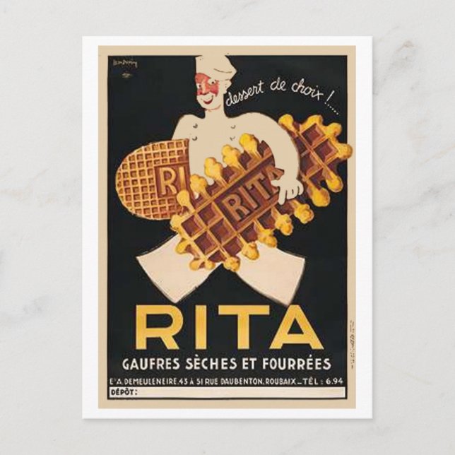 Rita Biscuits Vintage annons Vykort (Framsida)