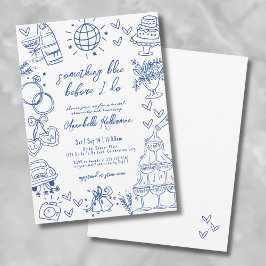 Rita Något Blått Innan Jag Gör Bröllopsdusch Inbjudningar
