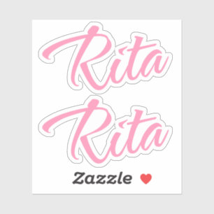 Rita namn rosa kursiv x2 klistermärken