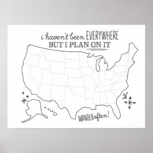 Rita på American Travel Karta - Fyll i Poster