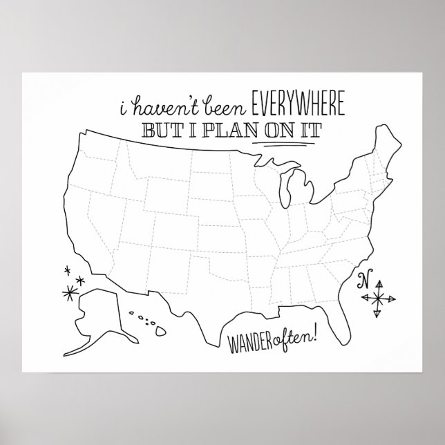 Rita på American Travel Karta - Fyll i Poster (Framsidan)