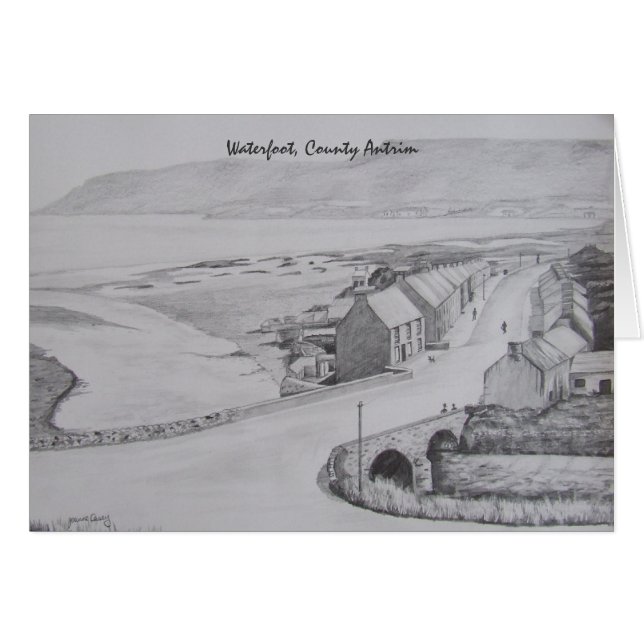 Rita teckningen av Waterfoot, ståndsmässiga Antrim OBS Kort (Framsidan Horizontal)