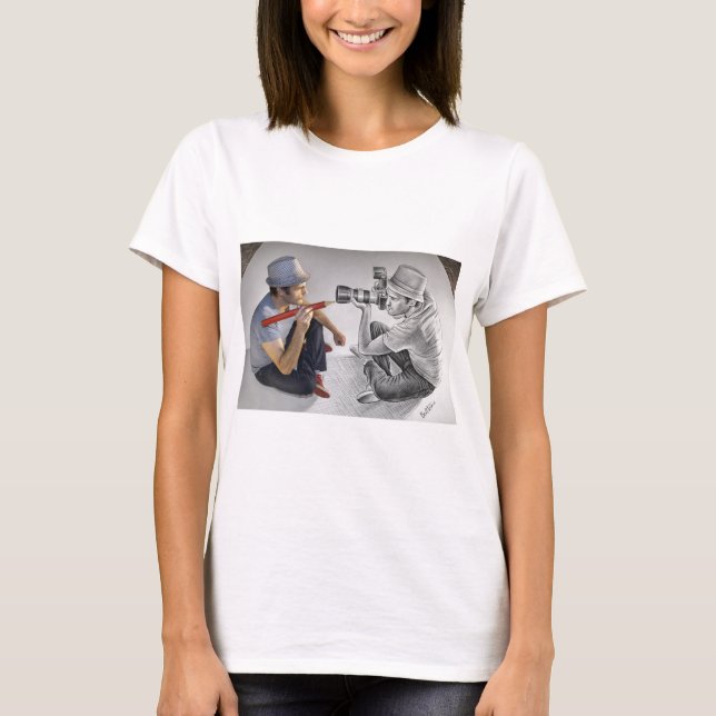 Rita Vs kameran - konst 3D - fotografen Tee Shirt (Framsida)