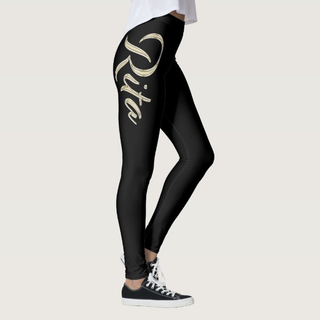Rita white gold Handwriting Hose Leggings (Höger)