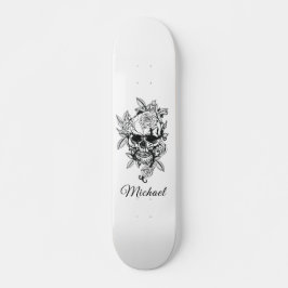 Ritad Blommigt Skullet Skeleton Gothic Elegant & N Mini Skateboard Bräda 18,5 Cm