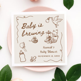 Ritad kaffebebis brygger baby shower pappersservett