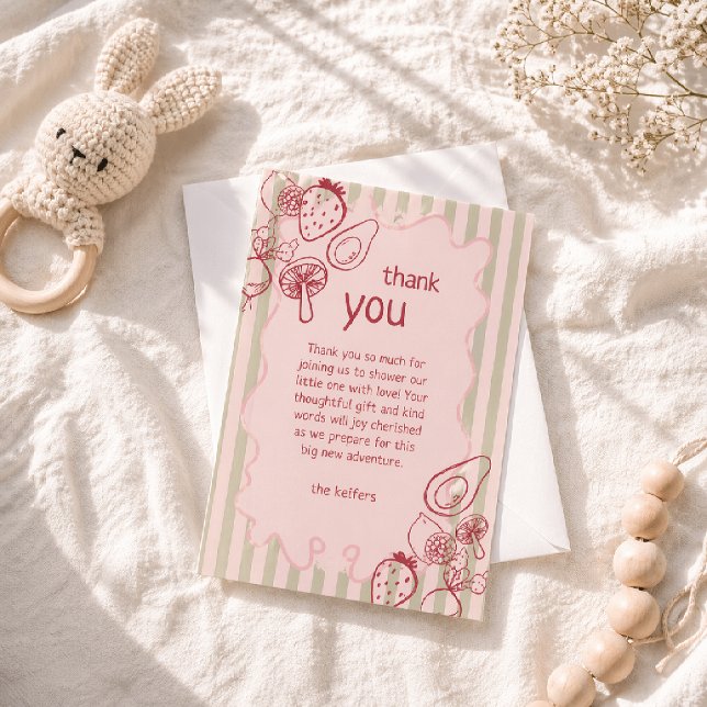 Ritad Lokalt Odlat Bondemarknad Baby Shower Tack Kort (Skapare uppladdad)