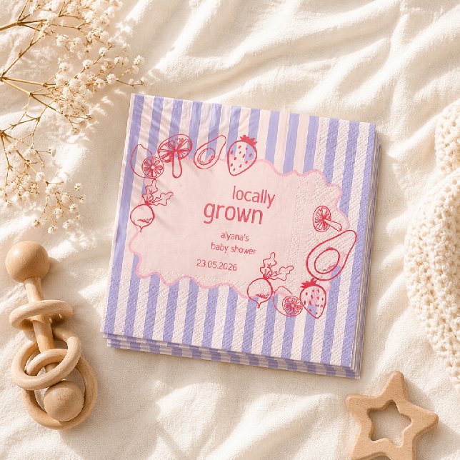 Ritad Lokalt Odlat Bondemarknad Rosa Pappersservett (Skapare uppladdad)