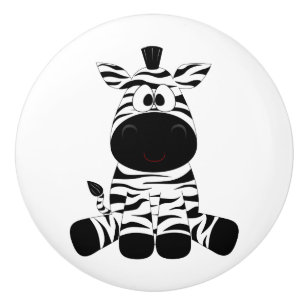 Ritad svart och vit Tecknad Zebra sitta Knopp