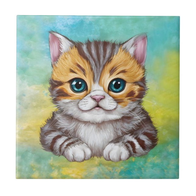 Ritande katt kakelplatta (Framsidan)