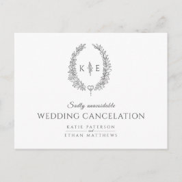 Ritat bladkransmonogram vigseluppsägelse meddelande vykort