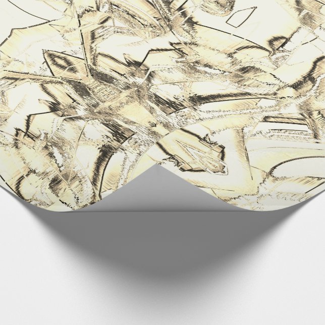 Ritbläck droppande och spår, beige nyanser presentpapper (Hörn)