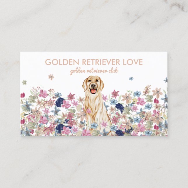 Ritning av Golden Retriever Hund Visitkort (Framsida)