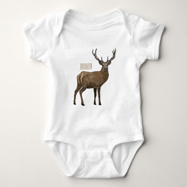 Ritning av hjort tecknad serie t shirt (Framsida)