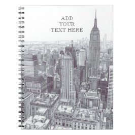 Ritning av New York City Landskaps Anpassad Anteckningsbok